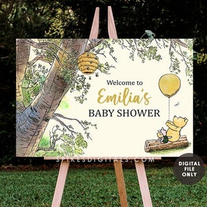 Classic Winnie The Pooh Welcome Sign / Baby Shower Birthday Poster / Welcome Sign / Personalized Digital File