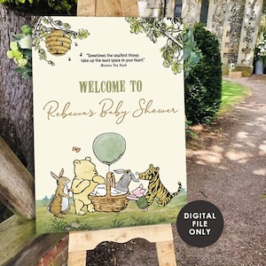 Classic Winnie The Pooh Baby Shower Birthday Poster / Welcome Sign / Personalized Digital File