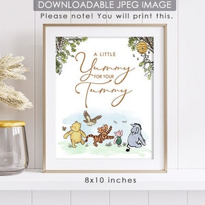8&quot;x10&quot; Classic Winnie The Pooh Party Poster Decoration / A Little Yummy for Your Tummy / Sweet Dessert Bar Table Sign/ Instant Download