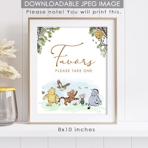 8&quot;x10&quot; Classic Winnie The Pooh Party Poster Decoration / for Birthday Baby Shower Table Sign / Instant Download / Favors Sign