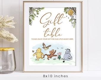 8"x10" Classic Winnie The Pooh Party Poster Decoration /  for Birthday Baby Shower Table Sign / Instant Download / Gift Table Sign