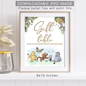 8"x10" Classic Winnie The Pooh Party Poster Decoration /  for Birthday Baby Shower Table Sign / Instant Download / Gift Table Sign