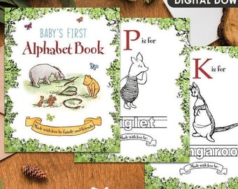 Download in seconds! Keepsake for Baby! Classic Winnie the Pooh themed ABC Book / Baby Shower, Birthday Gift