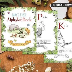 Download in seconds Keepsake for Baby Classic Winnie the Pooh themed ABC Book / Baby Shower, Birthday Gift image 1