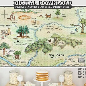DOWNLOAD binnen enkele seconden! Digitaal bestandsitem / Honderd hectare houten kaartachtergrond / Klassieke Winnie de Poeh / Instant Download