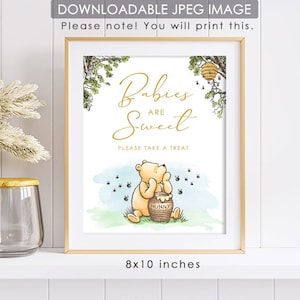 8&quot;x10&quot; Classic Winnie The Pooh Party Poster Decoration /  for Birthday Baby Shower Table Sign / Instant Download / Enjoy Sweets Sign