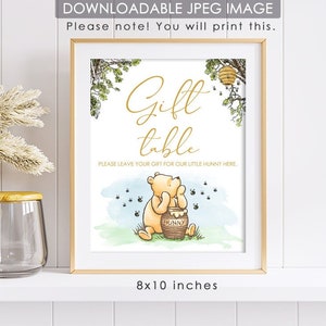 8&quot;x10&quot; Classic Winnie The Pooh Party Poster Decoration /  for Birthday Baby Shower Table Sign / Instant Download / Gift Table Sign
