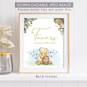 8&quot;x10&quot; Classic Winnie The Pooh Party Poster Decoration / for Birthday Baby Shower Table Sign / Instant Download / Favors Sign