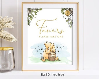 8"x10" Classic Winnie The Pooh Party Poster Decoration / for Birthday Baby Shower Table Sign / Instant Download / Favors Sign
