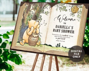 DIGITAL Classic Winnie The Pooh Welcome Sign - Baby Shower - Birthday - Entrance Door - Personalized Digital File