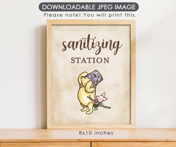 8"x10" Classic Winnie The Pooh Party Poster Decoration / Sanitizing Station /Baby Shower Birthday Table Sign/ Instant Download Il_570xn