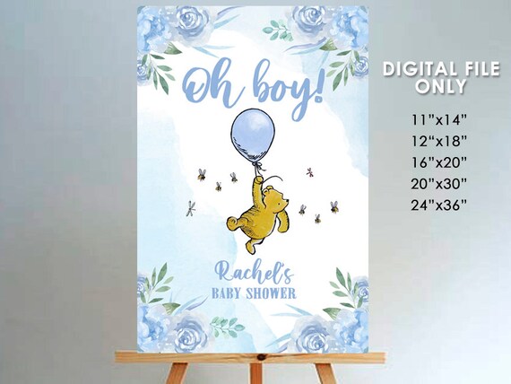 Classic Winnie The Pooh Baby Shower Birthday Poster Decoration / Welcome Sign / Personalized Digital File Il_570xn