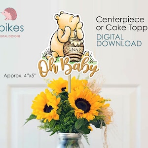 Thcbme Winnie Centerpieces for Baby Shower Decorations Cute Pooh 16pcs Table Toppers Cutouts for Winnie Party Decorations Favors Supplies