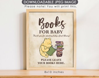 8"x10" Classic Winnie The Pooh Party Poster Decoration / Books for Baby Sign / Instant Download