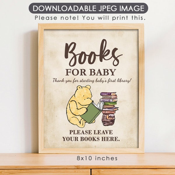 8"x10" Classic Winnie The Pooh Party Poster Decoration / Books for Baby Sign / Instant Download