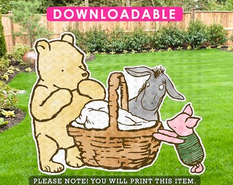 DOWNLOADABLE! Digital Classic Winnie The Pooh Cutout Prop / Yard Sign Stand Up Standee Decoration / Stage Backdrop