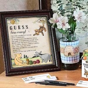 Digital Download 8&quot;x10&quot; Sign with Answer Cards / Classic Winnie The Pooh/ Guess How Many
