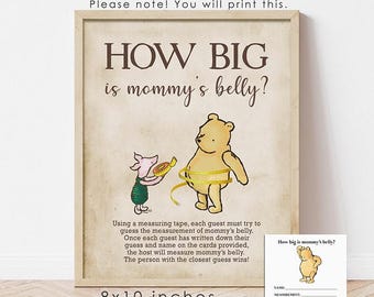 May include: A framed print with the text "HOW BIG is mommy's belly?" features Winnie the Pooh and Piglet. The print includes instructions and a small card. The frame measures 8x10 inches.
