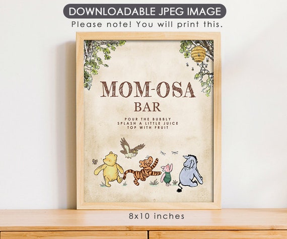 8"x10" Classic Winnie The Pooh Party Poster Decoration / Mom-Osa Bar / Momosa Baby Shower Table Sign/ Instant Download Il_570xn