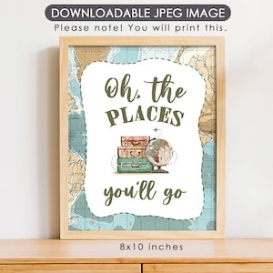 Oh De plaatsen waar je naartoe gaat Sign / World Adventure Airplane Travel Thema decoratie / Baby Shower Verjaardag Bruiloft /