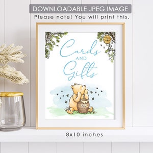 20 x 10 po. Décoration d'affiche de fête Winnie l'ourson classique / pour panneau de table de baby shower d'anniversaire / téléchargement immédiat / panneau pour cartes et cadeaux