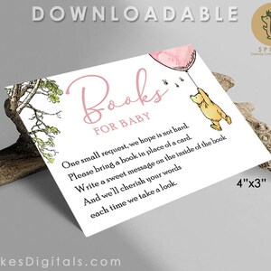 Solicitud de libro descargable / Libros para bebé / Tarjeta de inserción / Clásico Winnie The Pooh Baby Shower / Descarga digital instantánea