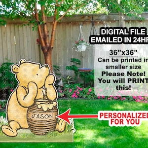 Recorte de utilería personalizado en archivo digital / Standee de decoración clásico de Winnie The Pooh