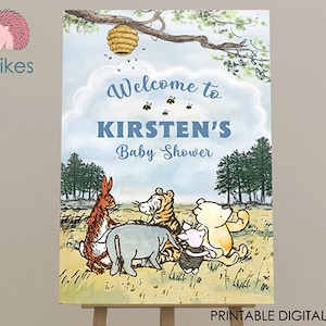 Classic Winnie The Pooh Baby Shower Birthday Poster Decoration / Welcome Sign / Personalized Digital File