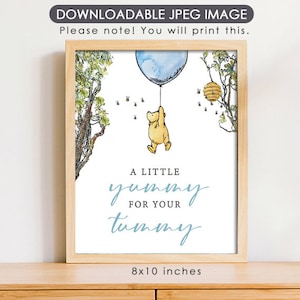 8&quot;x10&quot; Classic Winnie The Pooh Party Poster Decoration / A Little Yummy for Your Tummy / Sweet Dessert Bar Table Sign/ Instant Download