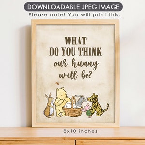 8&quot;x10&quot; Classic Winnie The Pooh Party Poster Decoration / Gender Reveal Table Sign / Instant Download