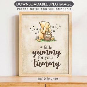 8&quot;x10&quot; Classic Winnie The Pooh Party Poster Decoration / A Little Yummy for Your Tummy / Sweet Dessert Bar Table Sign/ Instant Download