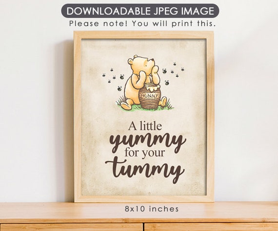 8"x10" Classic Winnie The Pooh Party Poster Decoration / A Little Yummy for Your Tummy / Sweet Dessert Bar Table Sign/ Instant Download Il_570xn