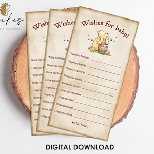 Descargable 3.75"x7.5" Deseos para bebé / Winnie The Pooh clásico