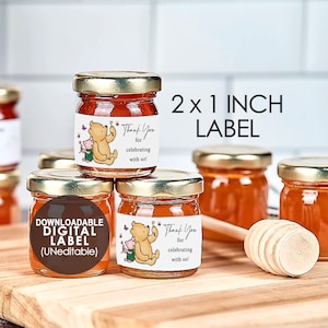 DOWNLOADABLE Honey Jar Label at 2x1 inches / Digital File is UNeditable / Sold As Is / Classic Winnie The Pooh / Instant Download