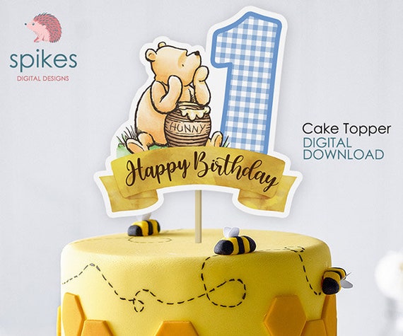 Classic Winnie The Pooh Cake Topper or Centerpiece Decoration / for First  Birthday / Instant Download / Number One, Pooh Honey Hunny pot