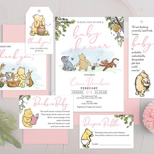 Personnalisé pour vous ! / Livré par email dans 24 heures / Carte d'invitation Winnie l'ourson classique / Lot