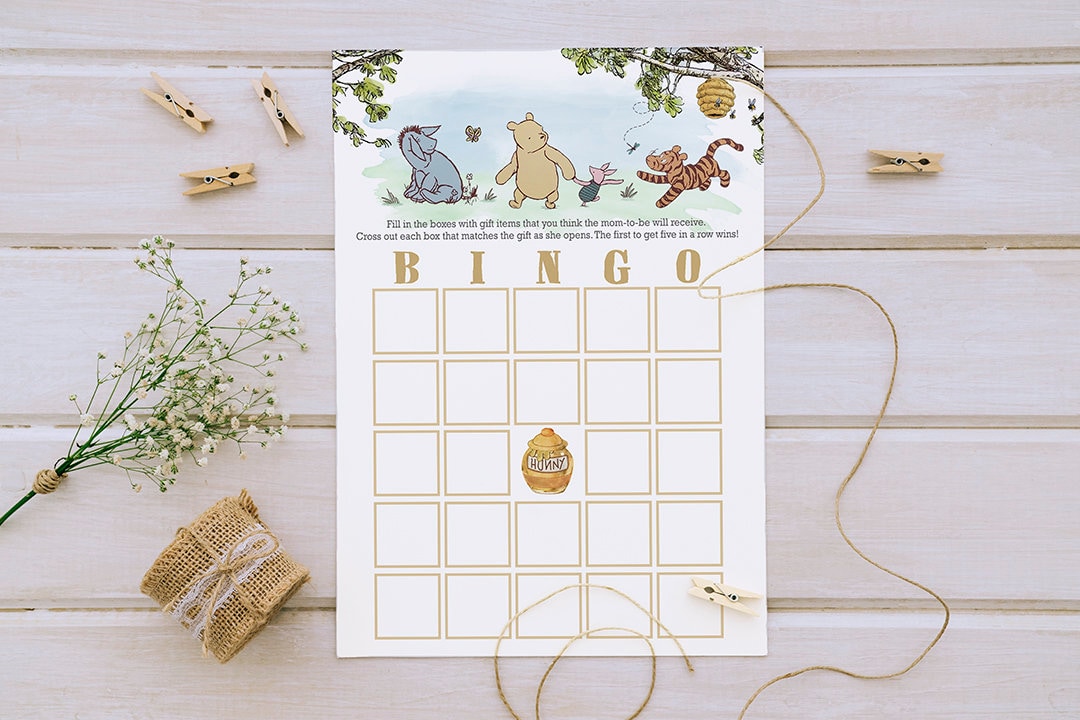 Classic Winnie the Pooh Baby Shower Games/ BINGO Card / - Etsy