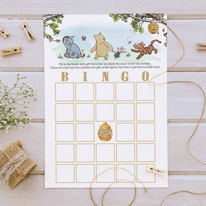 Jeux classiques de baby shower de Winnie l'ourson/carte de BINGO/téléchargement instantané/5 x 7 pouces