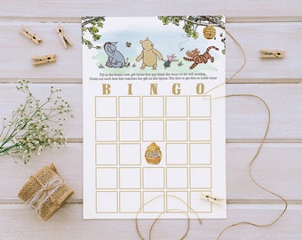 Classic Winnie The Pooh Baby Shower Games/ BINGO Card / Instant Download / 5x7 inches