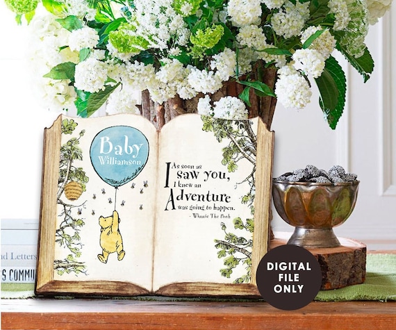 NEW! Size 8.5x11 / 16x20/ 11x14 / Digital File Personalized for you! Classic Winnie The Pooh Baby Shower Birthday Quote Il_570xn