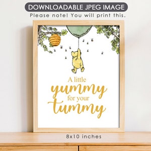 8&quot;x10&quot; Classic Winnie The Pooh Party Poster Decoration / A Little Yummy for Your Tummy / Sweet Dessert Bar Table Sign/ Instant Download