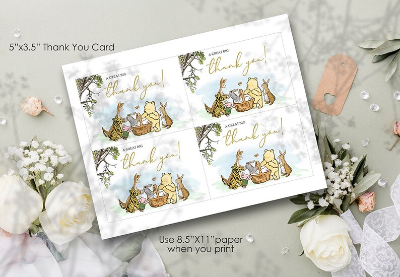Personalized for you / Emailed to you in 24hrs / Classic Winnie The Pooh Invitation Card / Bundle Set Pack image 5