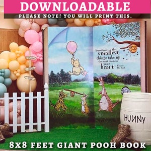 8x8 Feet Giant Pooh Book Backdrop/ For Girl Pink Classic Winnie The Pooh Backdrop in DIGITAL FILE / Instant Download