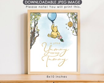 8"x10" Classic Winnie The Pooh Party Poster Decoration / A Little Yummy for Your Tummy / Sweet Dessert Bar Table Sign/ Instant Download