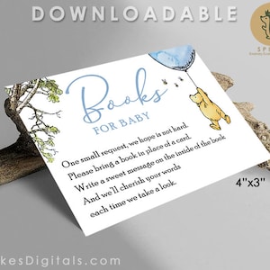 Downloadbare boekaanvraag / Boeken voor baby / Insert Card / Classic Winnie The Pooh Baby Shower / Instant Digitale Download