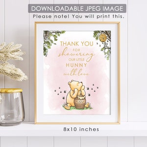 8&quot;x10&quot; Classic Winnie The Pooh Party Poster Decoration /  Thank You for Showering / for Birthday Baby Shower Table Sign / Instant Download