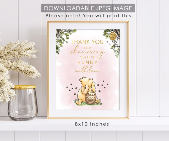 8"x10" Classic Winnie The Pooh Party Poster Decoration / Thank You for Showering / for Birthday Baby Shower Table Sign / Instant Download Il_570xn