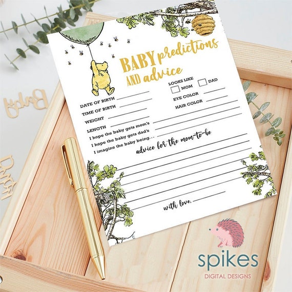 Gender Neutral/ Classic Winnie The Pooh Baby Shower Games/ Baby Predictions and Advice to Mom To Be or New Parents / Instant Download Il_570xn