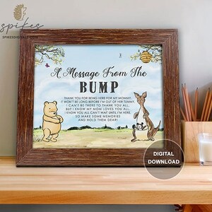 DIGITAL Download 10x8 Baby Shower Sign / Message from the Bump / Classic Winnie The Pooh