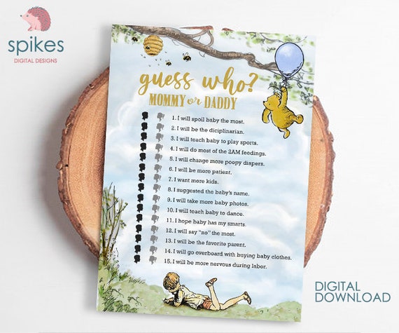 Classic Winnie the Pooh Baby Shower Games/ Guess Who Mommy or - Main Image